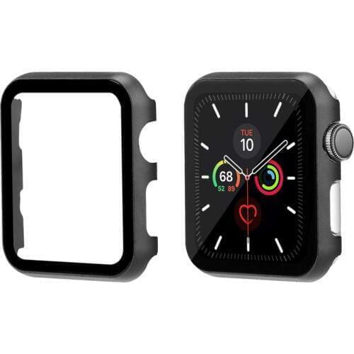 Protective case For Apple Watch Series 5 4 3 2 1 40/44/42/38mm with Screen Protector Metal Cover Hard Thin PET Film for iWatch