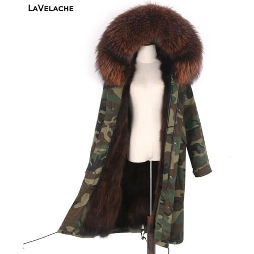 2021 New X-long Parka Waterproof Real fox Raccoon Fur Coat Winter Jacket Women Natural Fox Fur Hood Luxury Detachable Outerwear