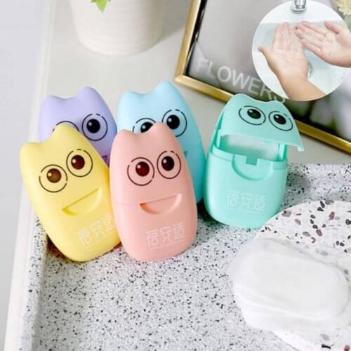 20pcs/ Soap Case Travel Portable Disinfecting Paper Soaps Washing Hand Disposable Scented Slice Sheets Foaming Soap Box Paper
