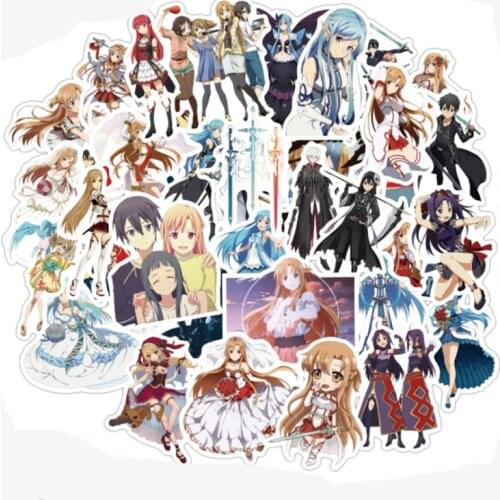 50Pcs Japanese Anime Sword Art Online Stickers For Wall Desk DIY Chair Toy Car Trunk TV Guitar Motorcycle