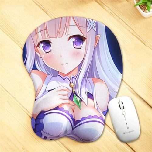 Anime 3D Mouse Pad Gamer Cute Wrist Rest Mousepad Sexy Emilia Office Gaming Mouse Pads Cartoon Table Computer Laptop Desk Mat