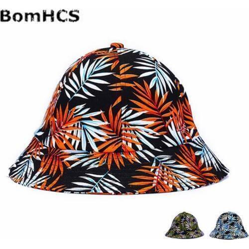 BomHCS Fashionable Unisex Cotton Leaf Printed Pattern Bucket Hat Baseball Cap 17MZ37F6