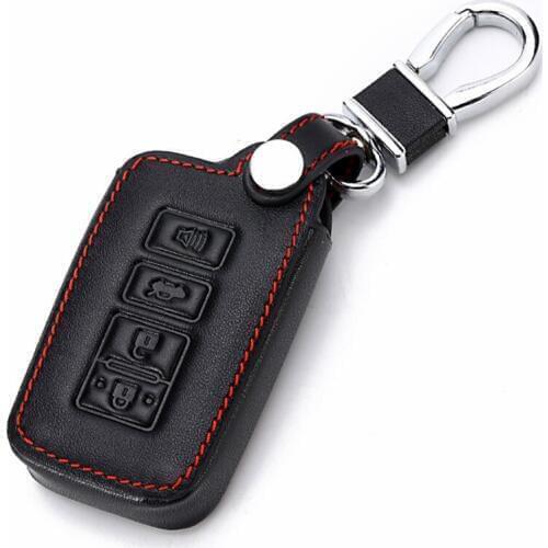 Genuine Leather 4 Buttons Key Fob Cover Case Holder Protector for Toyota Highlander RAV4 Camry Avalon Corolla 2016 2017