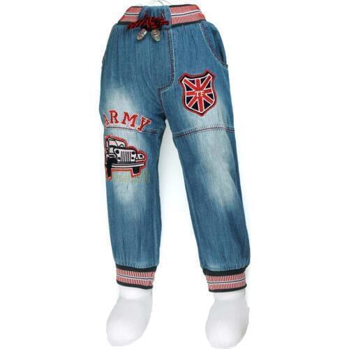 12M-5Y Blue jean cloth trousers Baby Boys cars shield letters ARMY Embroidered Jeans Denim Children Slacks teen wear New MH0641