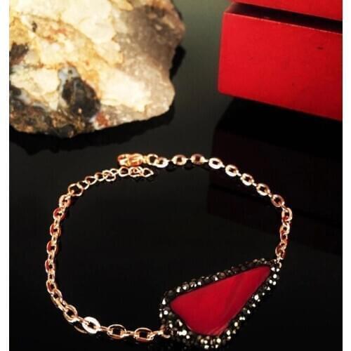 Dr Stone Natural Stone Women Coral Stone Rose Gold plated Bangle K 372888072
