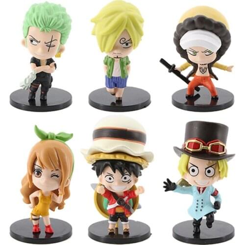 10-11cm 6pcs/lot Q Posket Anime Luffy Zoro Sanji Nami Sabo Law PVC Action Figure Model Toy Doll Kids Gifts Cake decorations