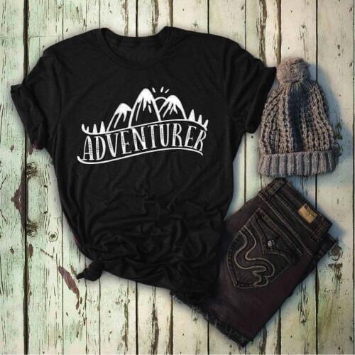Adventurer T-Shirt Camping Hiking Travel Wanderlust Explorer graphic women fashion grunge tumblr slogan quote tee tops-J783