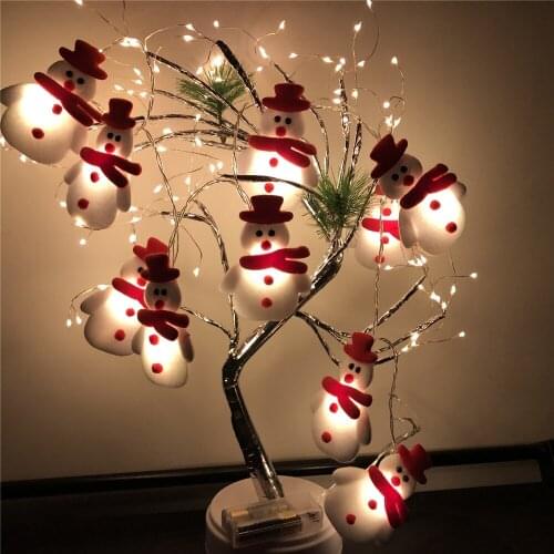 10/20LED Snowman Garland String Lights Christmas Tree Hanging Ornaments Fairy Lights for Wedding Party Home New Year Decoration