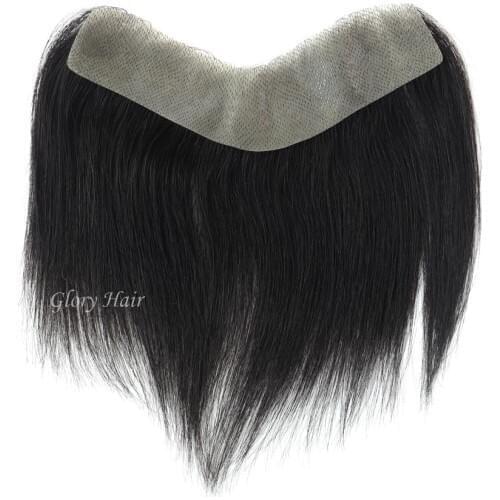GLOYRHAIR - FRT - Thin Skin Forehead Men Toupee 6 inches Human Hair Fringe for Men All V Loop Invisible Bangs