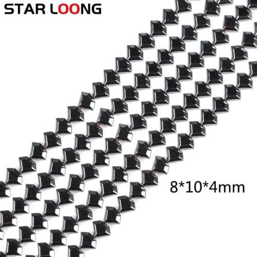 Faceted Rhombus shape beads Loose Black Hematited bead For DIY Jewelry bracelet Making Accessories 8*10*4mm Per Strand Pick size