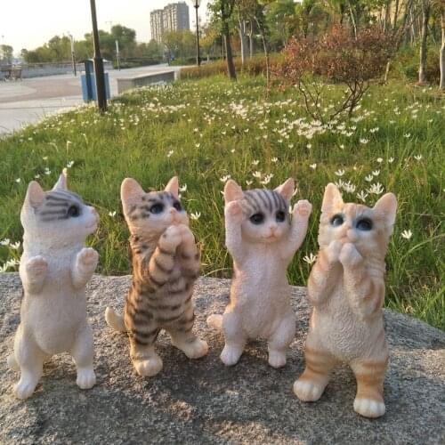 Simulation Cute Cat Dog Animal Resin Art Ornament Home Office Table Statue Decoration Courtyard Garden Balcony Sculpture Crafts