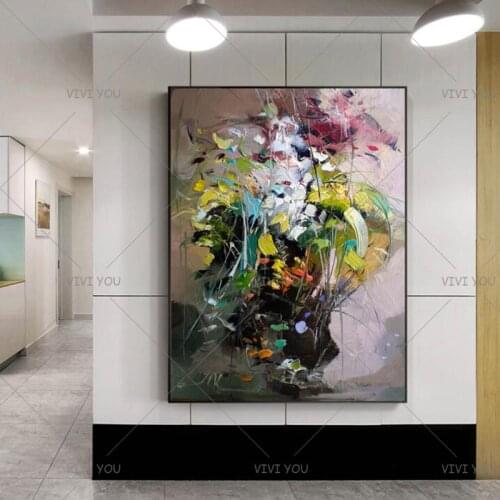 100% Handpainted Oil Painting on Canvas new Handmade knife flower oil Painting Wall Art picture home decoration For Living Room