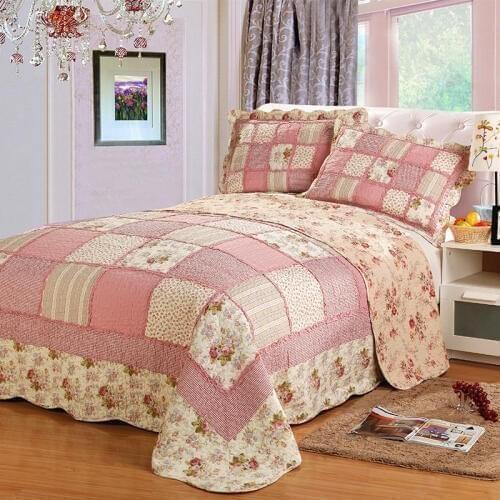 Korea Plaid Cotton Bed Cover Patchwork Bedspread Quilted Queen Double Air Conditioning Summer Quilt Set Coverlet Blanket 3 Pcs