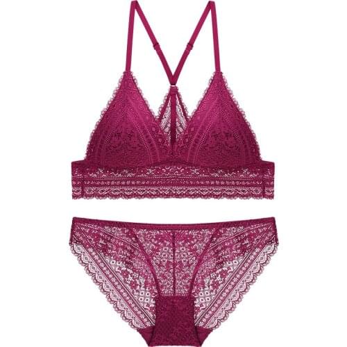 Lace Womens Sexy Lingerie Bra And Panty Sets Wireless Push Up Bralette Plus Size Ladies lounge Underwear Set Cotton BH Comfort