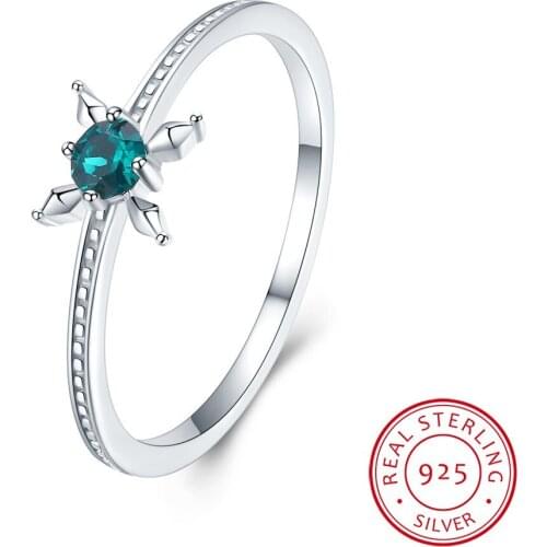 LEKANI Real 925 Sterling silver Crystal flowers Ring Classic Beautiful Finger Rings Engagement Fine Jewelry