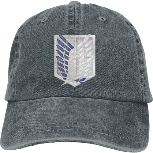 2020 Best Selling Black Attack on Titan Anime Vintage Adult Cowboy Hat Cotton Denim Sports Baseball hat for Men Adjustable