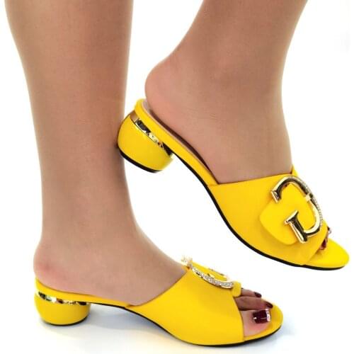 Fashion Yellow Woman Slippers Ladies High HeelS Summer Shoes African Pumps Femme Pantoufles Kobiet Buty Escarpins Party CR522