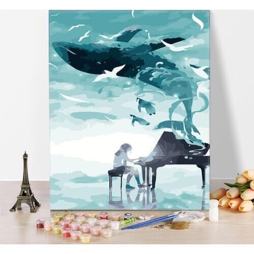 Harper And Whale Paint By Numbers Coloring Hand Painted Home Decor Kits Drawing Canvas DIY Oil Painting Pictures By Numbers