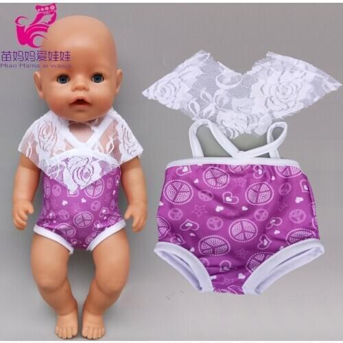 Doll Clothes Dress Fits for 43cm Baby Doll Pink Lace Dress Clothes Pants Set for 18 Inch 40cm 45cm Girl Doll Clothes Set