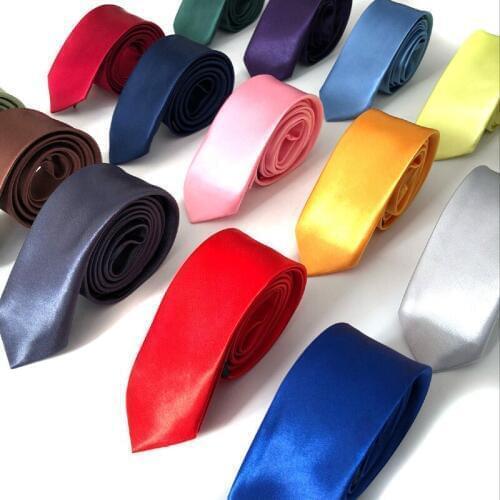 Solid Color Tie 5cm Mens Casual Korean Version of Narrow Polyester Ties for Men One Size