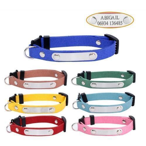 Free engraving 1pcs pet dog collar personalized cat name tag adjustable leather name collar pet necklace DIY puppy tag collar