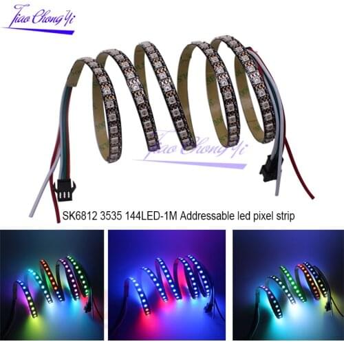 1M SK6812 3535 144led/m DC5V addressable RGB LED pixel strip 8mm width Black PCB IP20 non-waterproof