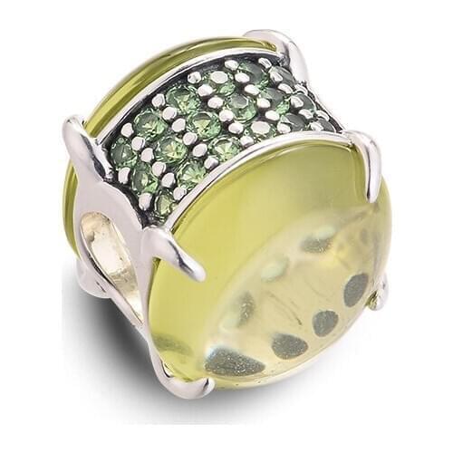 Fits for Pandora Charms Bracelets Green Oval Cabochon Beads 100% 925 Sterling Silver Jewelry Free Shipping