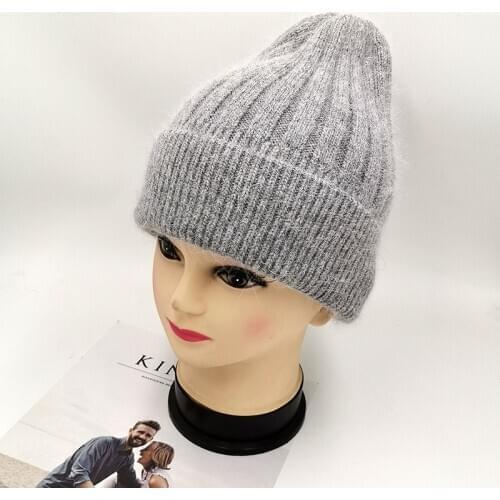[Rancyword] new simple Rabbit fur Beanie Hat for Women Winter Skullies Warm wool Cap Gorros Female Cap