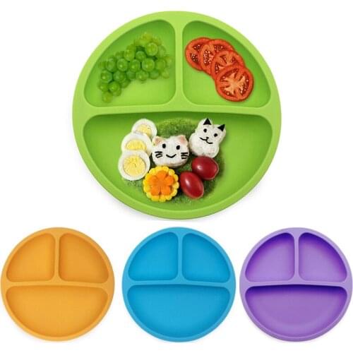 Baby Silicone Dining Plate Toddle Tableware Kitchen Fruit Dishes Children Feeding Dinner Plates Bowls Eating Bowl Anti-fall Tray