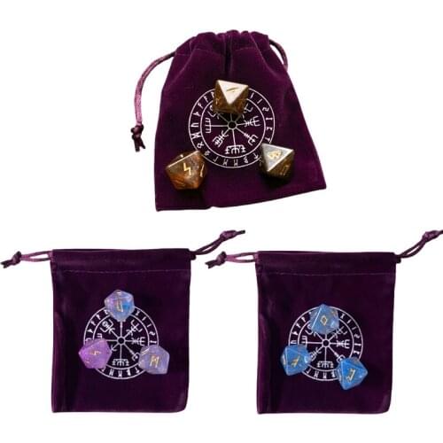 3 Pcs 8-Sided Rune Dices Resin Assorted Polyhedral Dice with Storage Bag Set Divination Table Board Roll Party Cards Toy A2UB