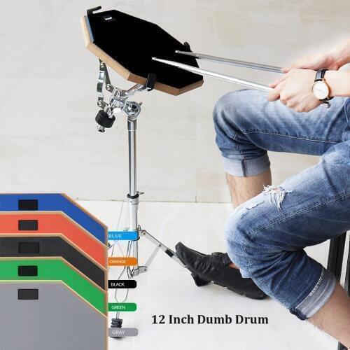 12 Inch Rubber Wooden Dumb Drum Practice Training Drum Pad with Stand / Stick Optional for Percussion Instruments Parts
