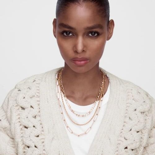 Vedawas Vintage ZA Layer Chains Necklace for Women Hip Hop Metal Maxi Link Chain Collar Choker Necklace Jewelry Party Wholedale