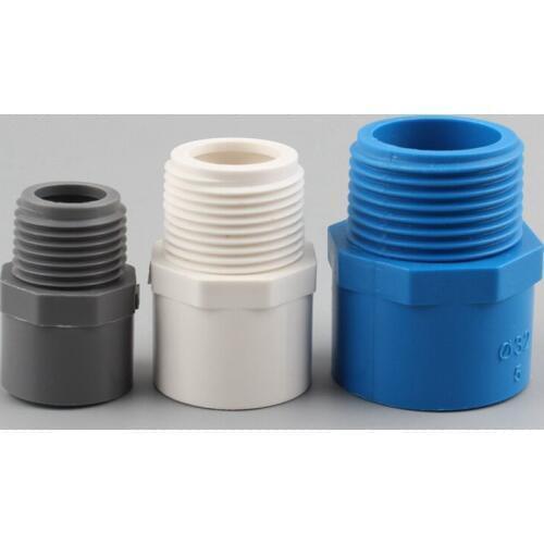 ID 20 25 32 40 50mm PVC Water Supply Pipe Male Thread Straight Connector Water Pipe Quick Connector Garden Irrigation Pipe Joint