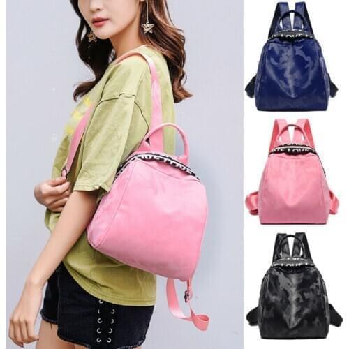 2019 Newest Hot Fashion Women PU Leather Satchel Travel School Backpack Girl Camo Letter Printed Shoulder Bag Rucksack