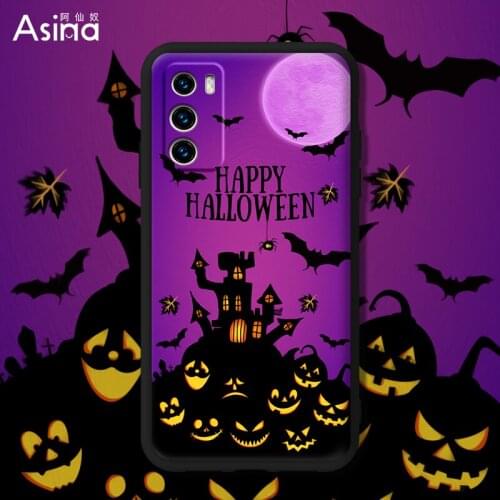 ASINA Liquid Silicone Case For Huawei P40 P50 P30 Lite Pro Cartoon Bumper Halloween Pattern Cases For P20 P smart 2019 Fundas