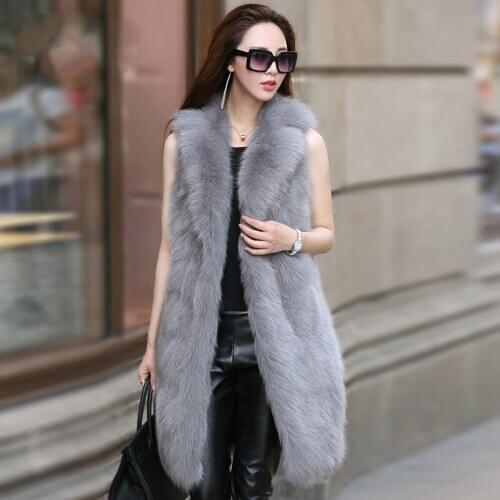 Vest Fur Real Long Fox Fur Coat Women Clothes 2020 Winter Furry Vest Fur Jackets and Coats Manteau Femme Hiver KJ1049 ry s