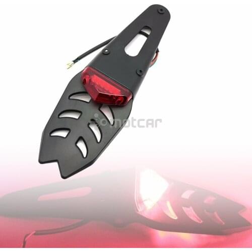 1pc Motorcycle Rear Fender ABS License Plate Bracket Holder With Red 12V LED Taillight Brake Lamp Universal For Enduro Motocross