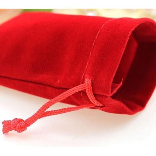 10*12cm 30pcs Red Jewelry Velvet Bags For Packing Gifts Handmade Diy Women Jewellery Pouches Flannel Bag Drawstring Bag
