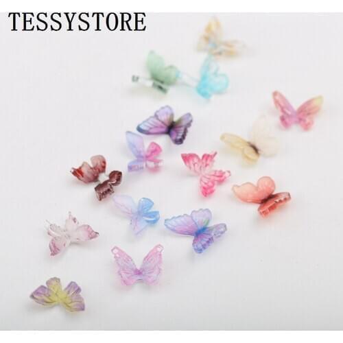 10pcs/lot Fashion Butterfly Nail Art Acrylic Acetate Simulation Mini Non-porous Colorful Butterfly Nail Accessories Material