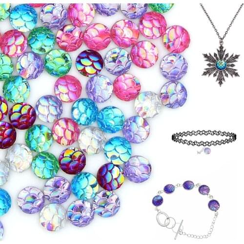 100Pcs Round Fish Scales Rhinestones 6MM Flatback Crystals AB Strass For Crafts Resin Rhinestone For Necklace, Earrings,Ring