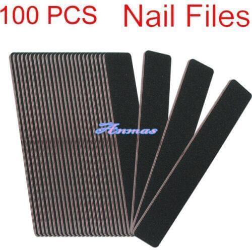 100PCS Nail Art Tip 100/180 Grit Black Square Shape File Buffing Sanding Tool Set