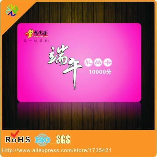1000pcs/lot CR80 credit card size custom artwork CMYK 4 colors printing hard pvc plastic gift card