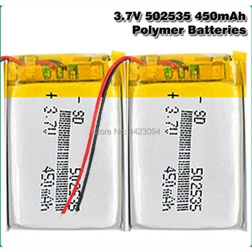 3.7V 450mAh 502535 Lipo Lithium Polymer Rechargeable Battery For MP3 MP4 MP5 DIY GPS Bluetooth Headset speaker fingerprint lock