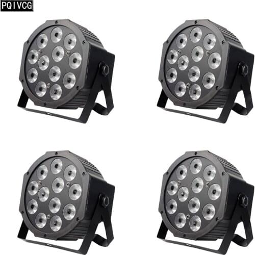 4 PCS/Lot 12x12w Led Par Light RGB+UV 4in1 Flat Par Light DMX512 Disco Light Full Color UV Light