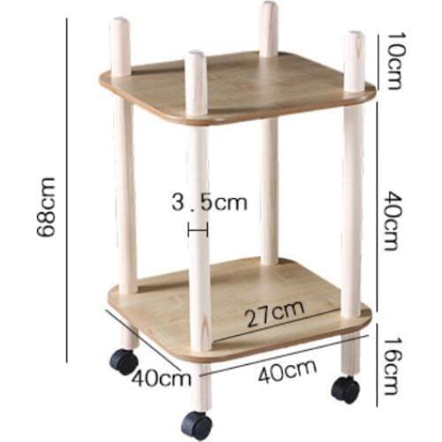40*40CM Two layers Coffee Table Side Table kitchen Storage Rack Small Dining Car With Wheels