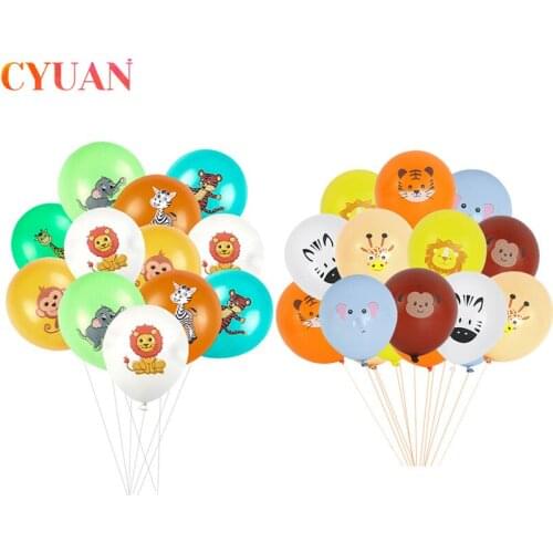 5pcs 12inch Jungle Safari Theme Party Animal Latex Balloons Wild One Birthday Party Decorations Kids Baby Shower Boy Air Globos