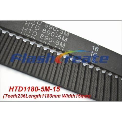5pcs HTD5M belt 1180 5M 15 Teeth=236 Length=1180mm Width=15mm 5M timing belt rubber closed-loop belt 1180-5M S5M Belt 5M Pulley