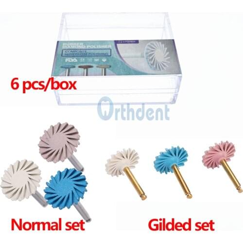 Orthdent 6 Pcs/Box Mixed Dental Composite Resin Polishing Disc Kit Spiral Brush Burs Rubber Diamond Polisher