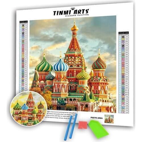 Russian Castle 5D Diy Diamond Paintings Round AB Drill Cross Stitch Embroidery Mosaic Pictures Rhinestones Wall Stickers Decor