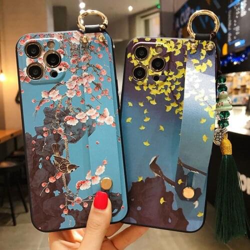 Sumkeymi Wrist Strap Phone Holder Case For iphone 11 Case For iphone 12 7 8 Plus mini Pro Max X XS XR Soft TPU Back Cover